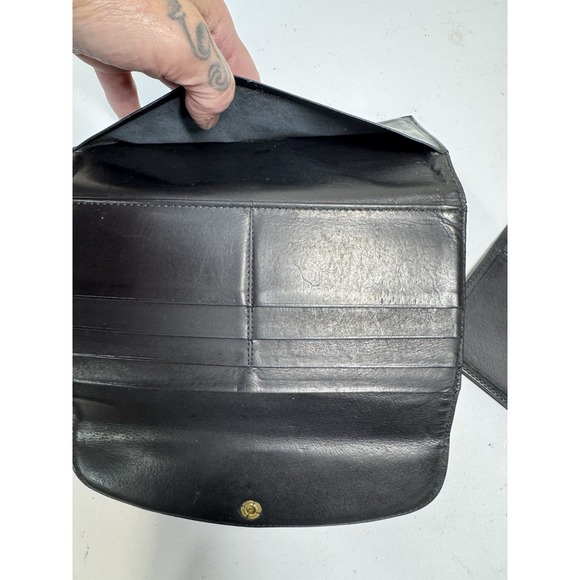 VTG Coach Wallet Black Leather Long Slim Card Organizer Checkbook Insert - Picture 8 of 16